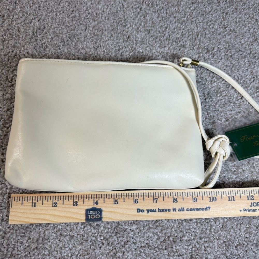 Vintage Four Seasons Faux Leather White Shoulder Bag 1980s NWT